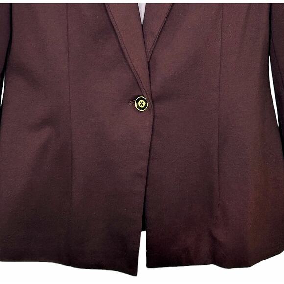Nanette by Nanette Lepore One Button Notched Collared Brown Lined Blazer - Picture 3 of 6
